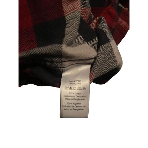 Jachs Mens Red & Black Plaid Long-Sleeve Button-Down Flannel Shirt Extra Large T - Picture 12 of 12